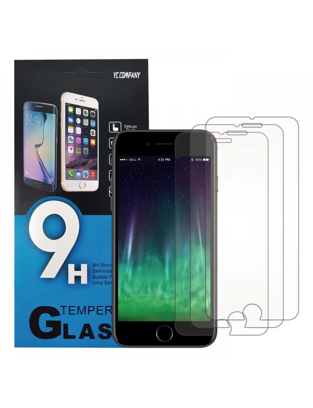 Lot de 3 Films de protection en verre trempé pour iPhone 8 - Verres