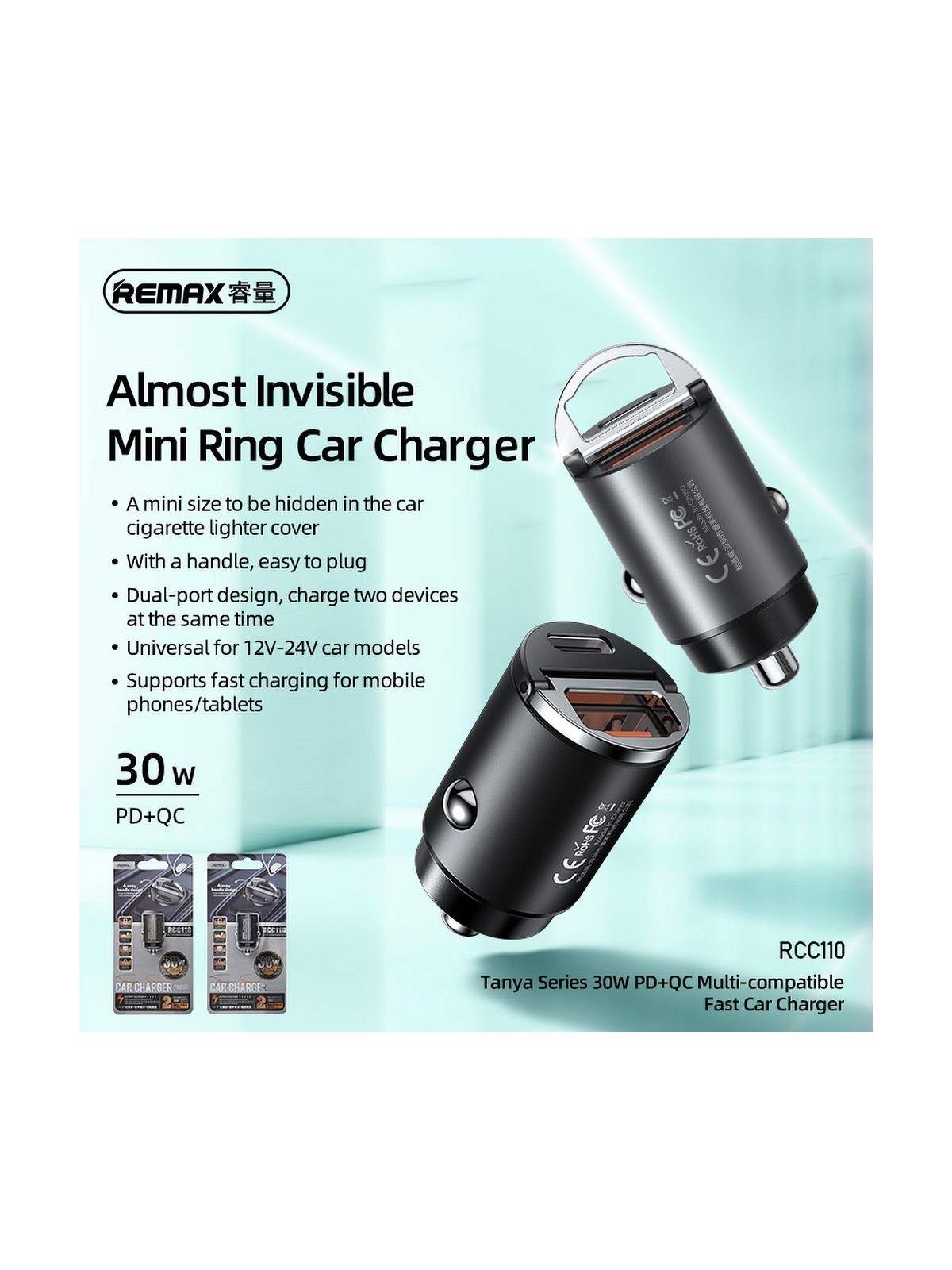 Chargeur Voiture Usb C, 50W Usb Allume Cigare [20W Type C Port&30W