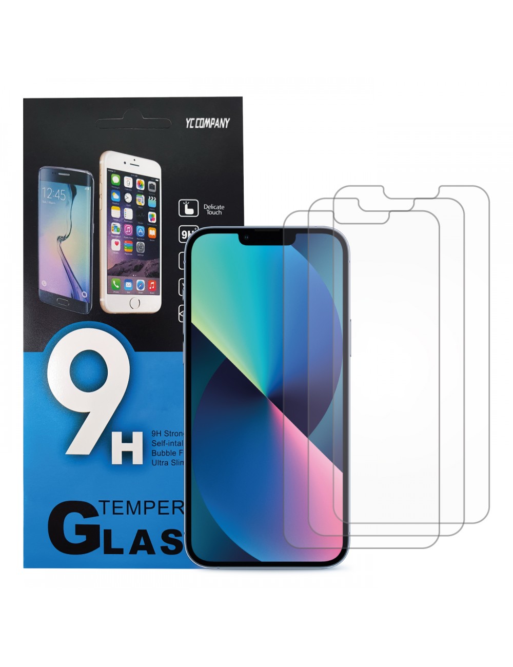 Lot de 3 Protections écran pour iPhone 13 Mini en verre trempé - 9H